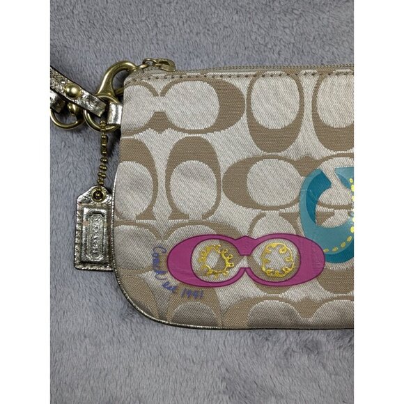 Coach Est 1941 Wristlet Wallet Purse Canvas Classic Signature Wrist Strap Y2K - Picture 3 of 16